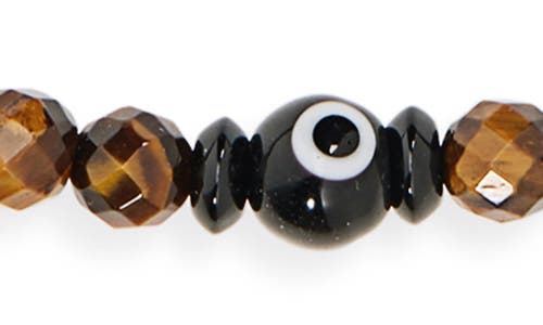 Caputo & Co . Evil Eye Beaded Necklace In Tiger Eye