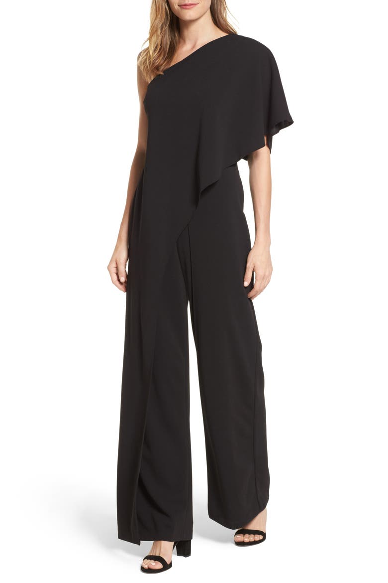 One-Shoulder Jumpsuit, Main, color, BLACK