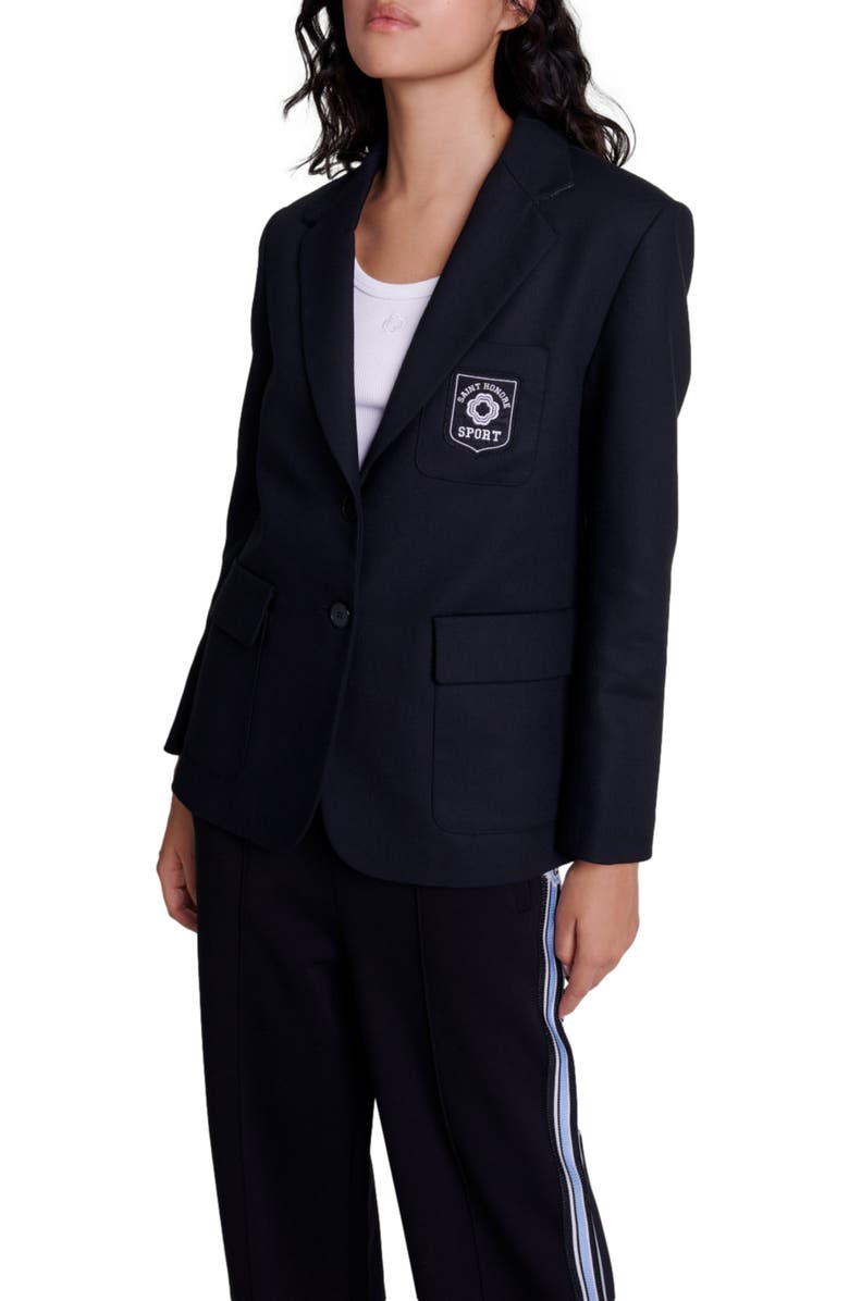 maje Embroidered suit jacket, Main, color, 