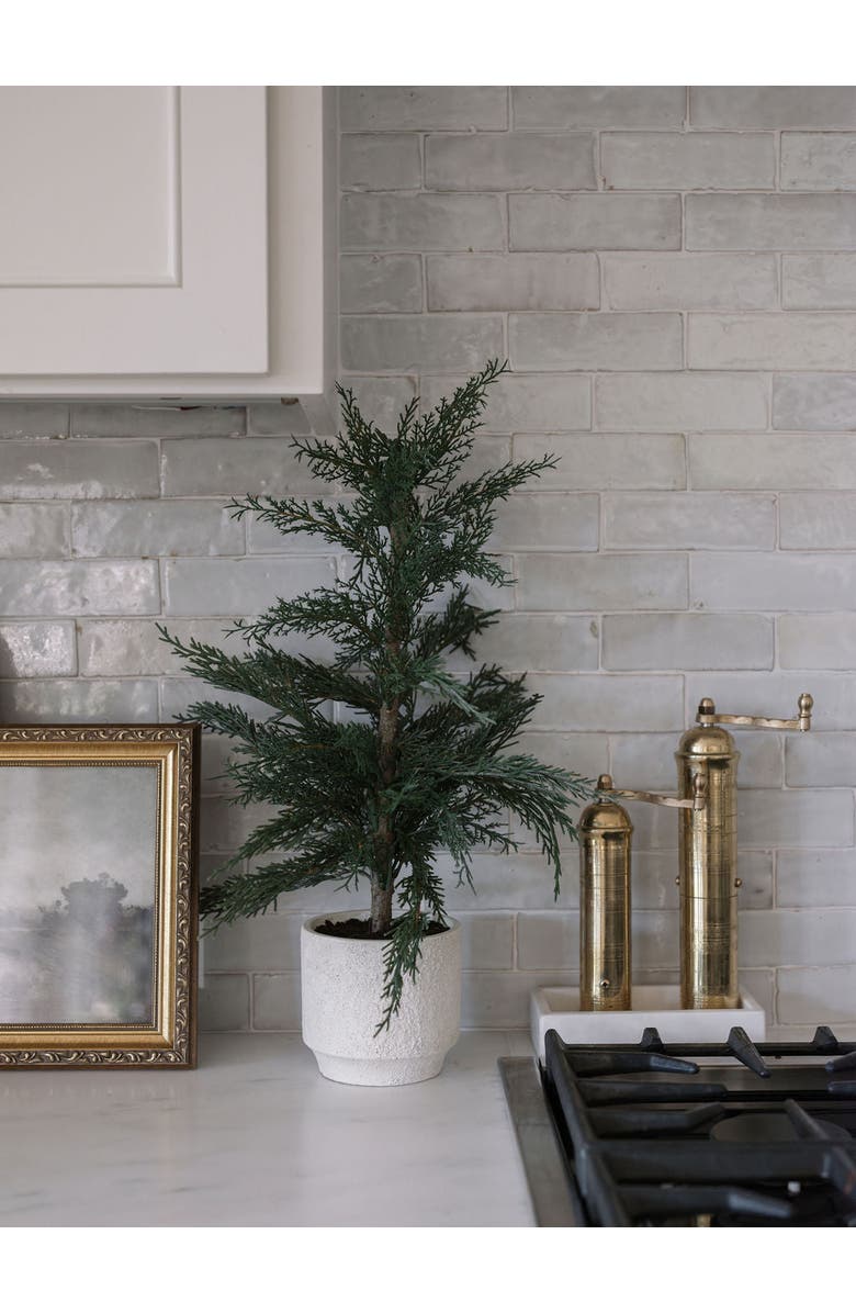 CG Hunter 24" Artificial Evergreen Cedar Tree Set, Alternate, color, Crème