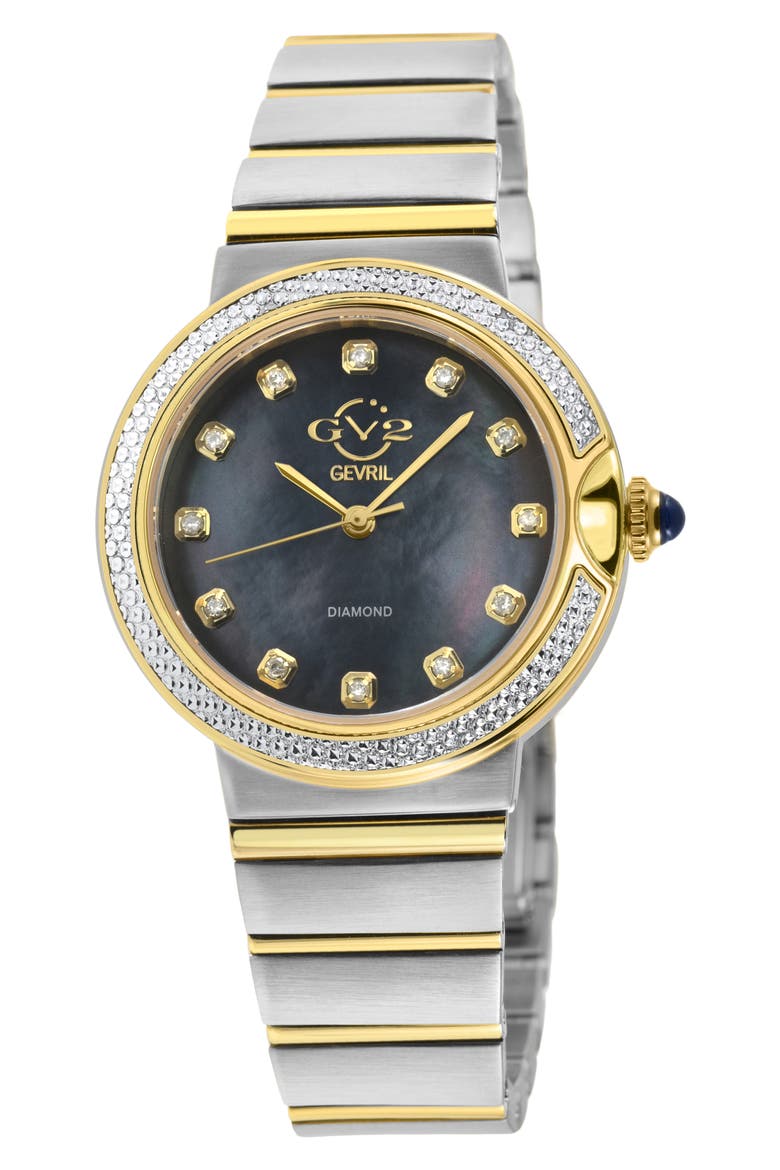 Sorrento Swiss Quartz Diamond Bracelet Watch, 32mm, Main, color, TWO TONE