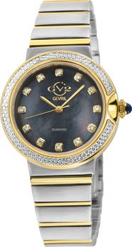 GEVRIL Sorrento Swiss Quartz Diamond Bracelet Watch, 32mm