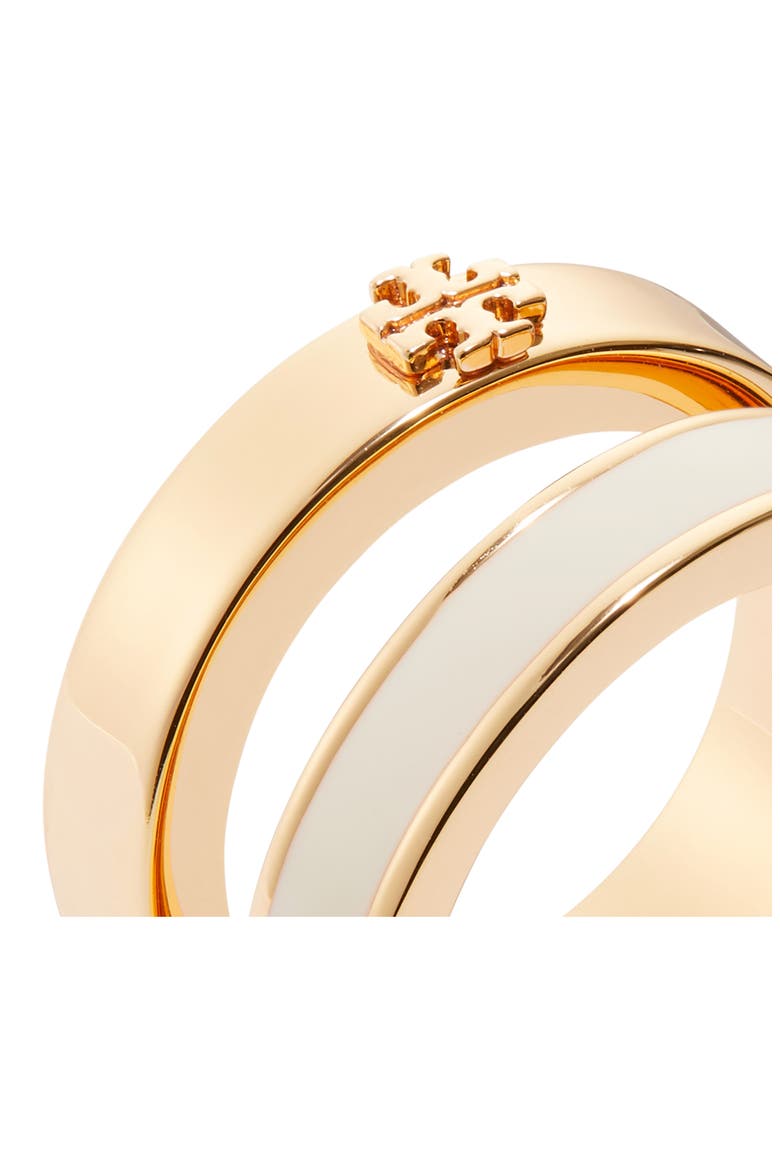 Kira Enamel Double Ring, Alternate, color, TORY GOLD / NEW IVORY