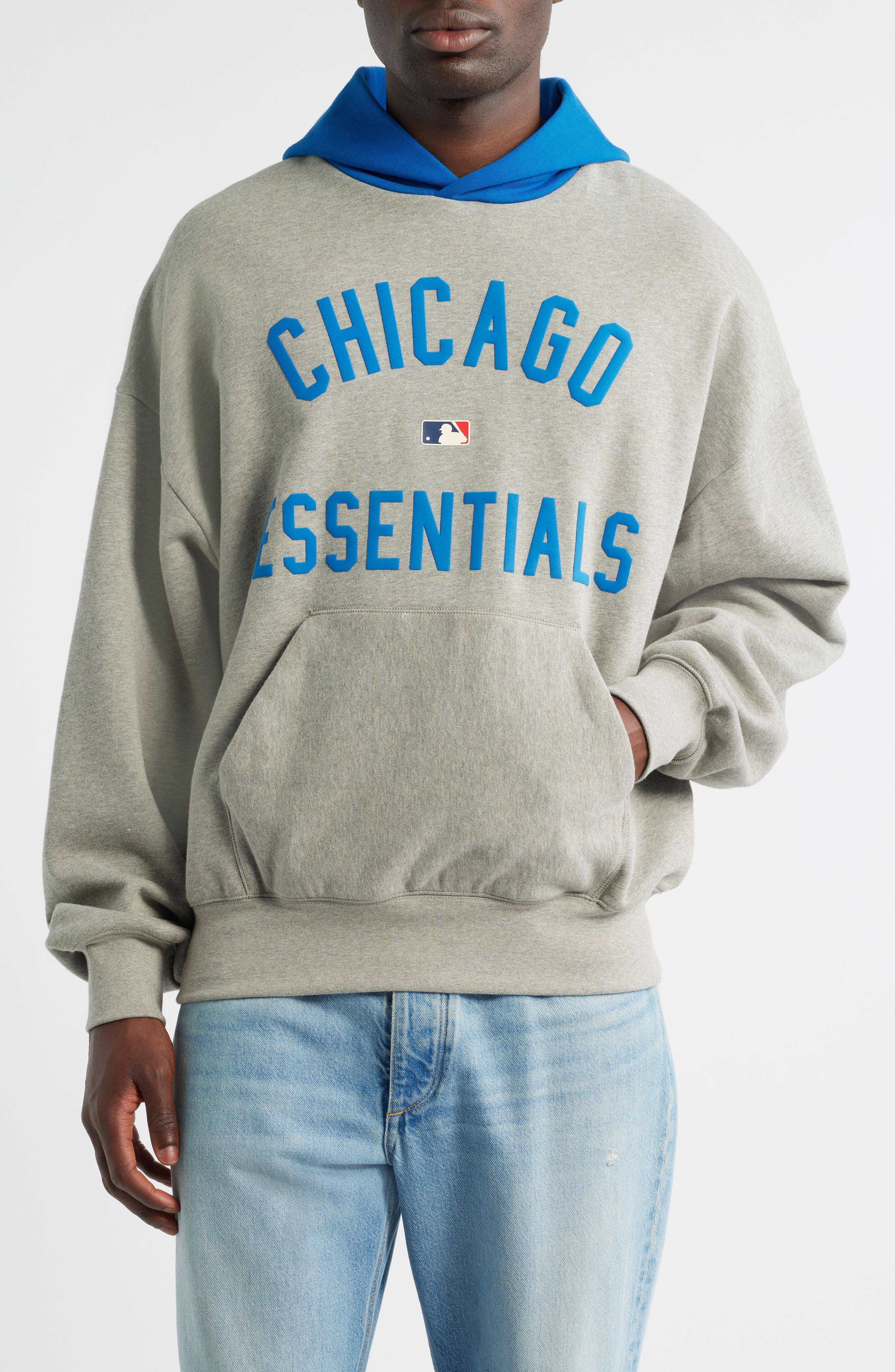 Fear of God Essentials MLB Cubs Sport Fit Cotton Graphic Hoodie