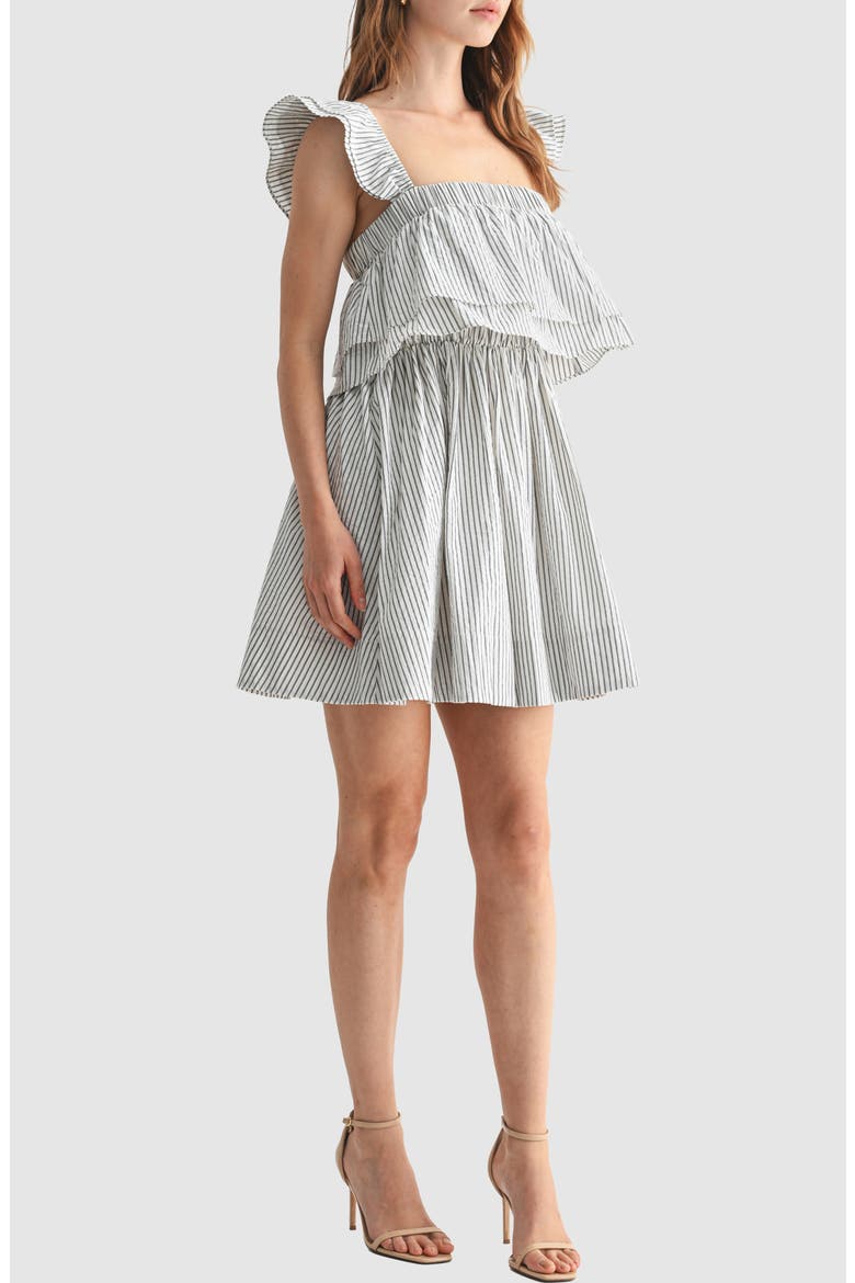Ruffle Sleeve Popover Minidress, Alternate, color, NAVY WHITE