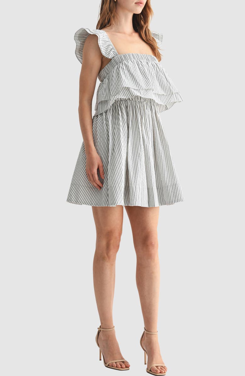 Lush Ruffle Sleeve Popover Minidress, Alternate, color, Navy White