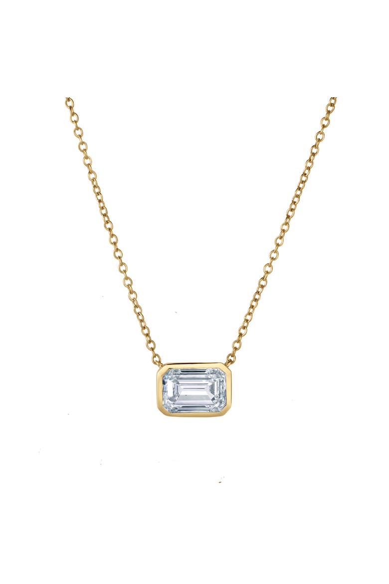 Glinda 3 Ct Lab Grown Diamond Emerald Bezel 14K Gold Necklace, Main, color, 14K Yellow Gold