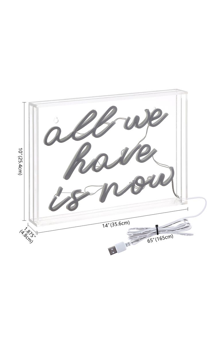 JONATHAN Y All X 10" Contemporary Glam Acrylic Box USB Operated LED Neon Light, Alternate, color, White