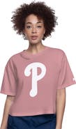 STARTER Women's Starter Pink Philadelphia Phillies Play the Ball Boxy Cropped T-Shirt