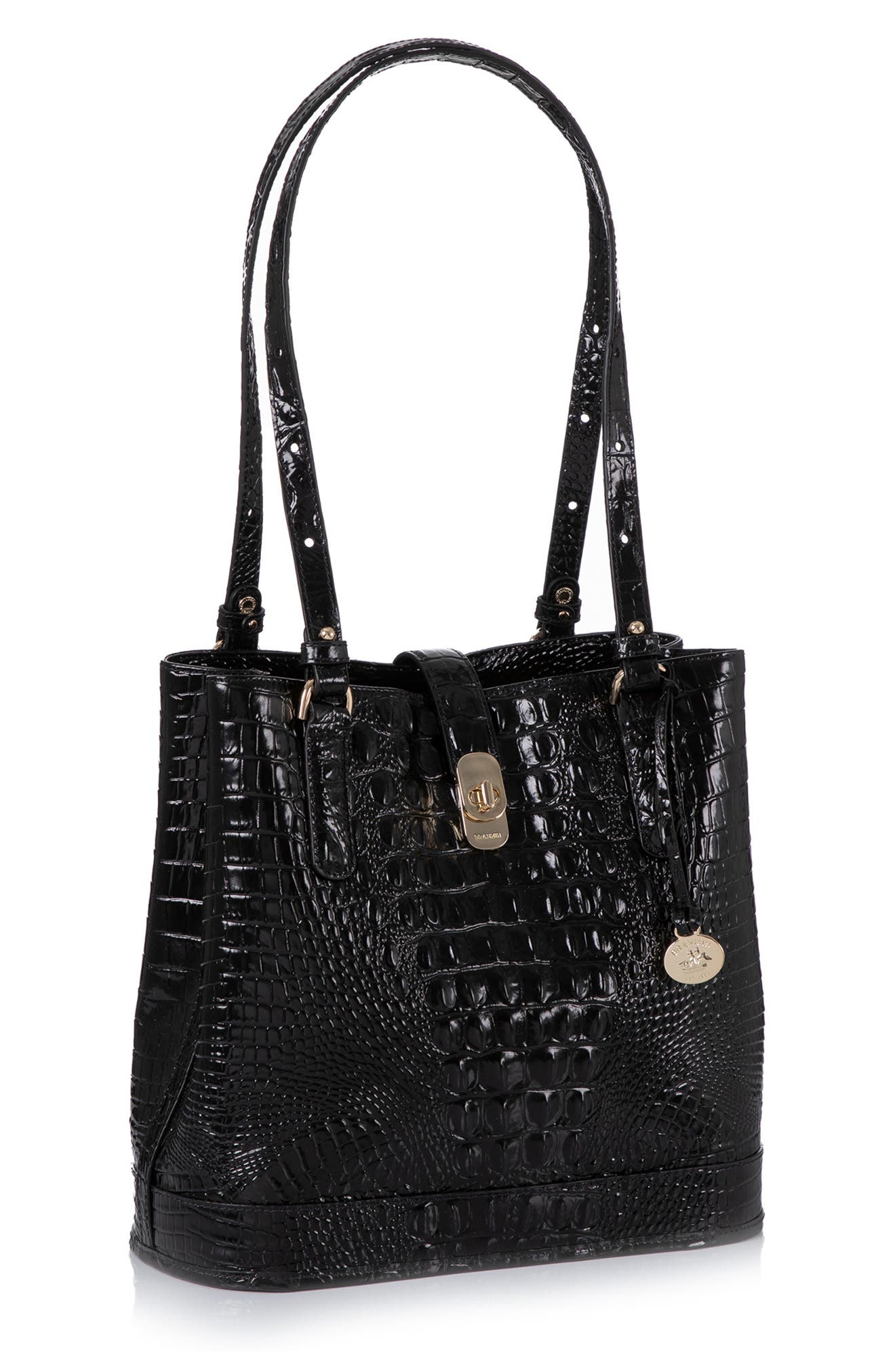 Brahmin Fiora Croc Embossed Leather Shoulder Bag, Alternate, color, 