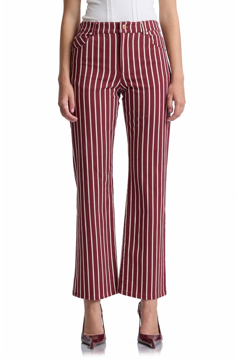 Striped High Waist Bootcut Jeans, Main, color, CABERNET STRIPE