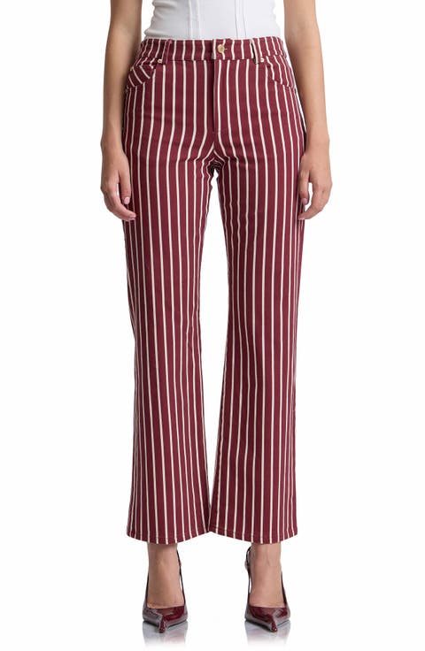 Striped High Waist Bootcut Jeans