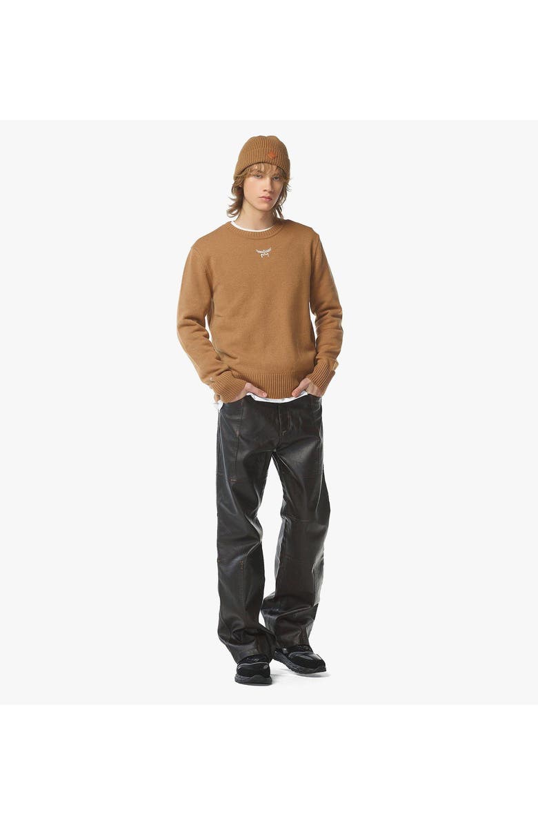 MCM Laurel Sweater in Wool and Recycled Cashmere, Alternate, color, Cognac