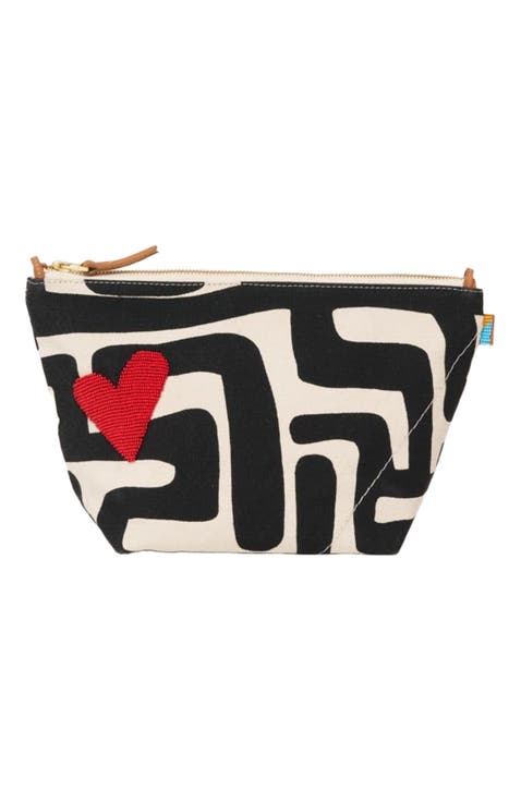 XLarge Convertible Pouch with Red Beaded Heart