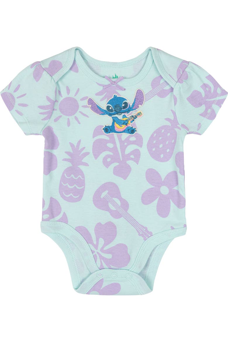 Lilo & Stitch Girls' 5-Pack Short Sleeve Bodysuits, Alternate, color, Stitch Angel Aqua Pink
