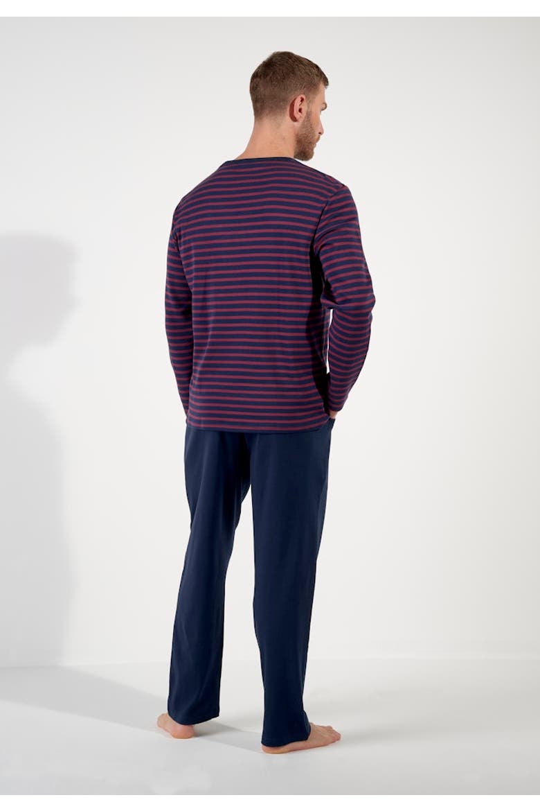 Carson Long Pajama Set, Alternate, color, Navy Stripes