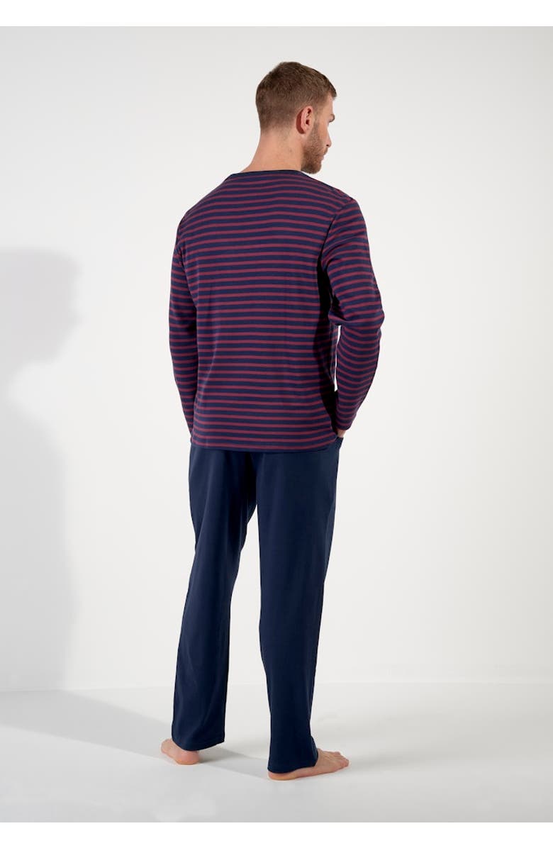 HOM Carson Long Pajama Set, Alternate, color, Navy Stripes