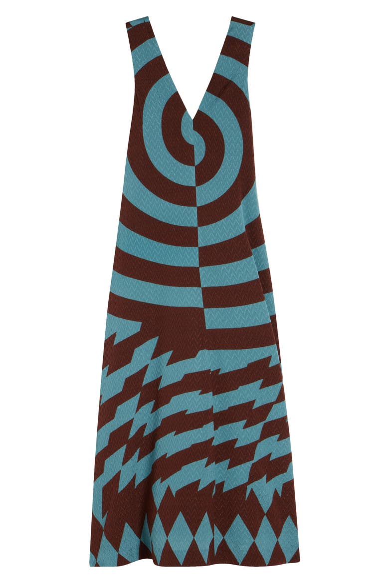 Dea Graphic Print Stretch Silk Trapeze Dress, Alternate, color, RAF