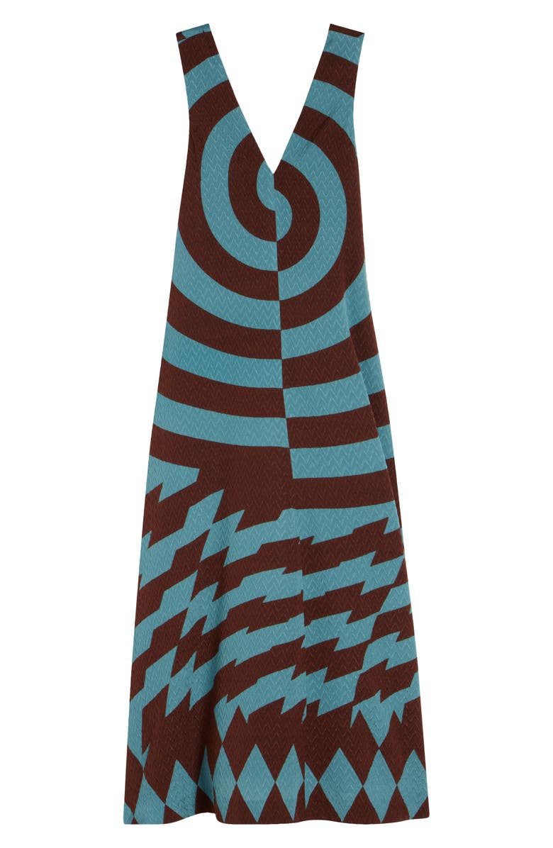 Dries Van Noten Dea Graphic Print Stretch Silk Trapeze Dress, Alternate, color, Raf