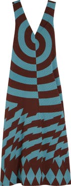 Dries Van Noten Dea Graphic Print Stretch Silk Trapeze Dress