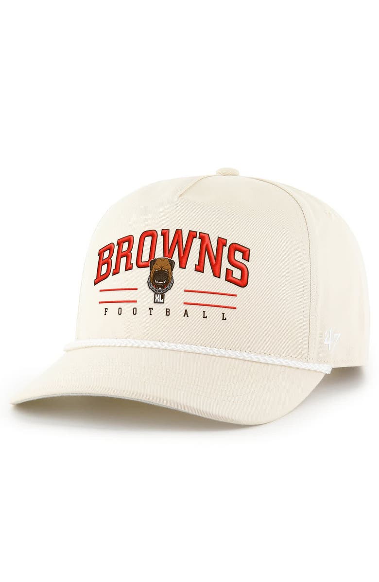'47 Men's '47 Cream Cleveland Browns Dawg Pound XL Rope Hitch Adjustable Hat, Main, color, 