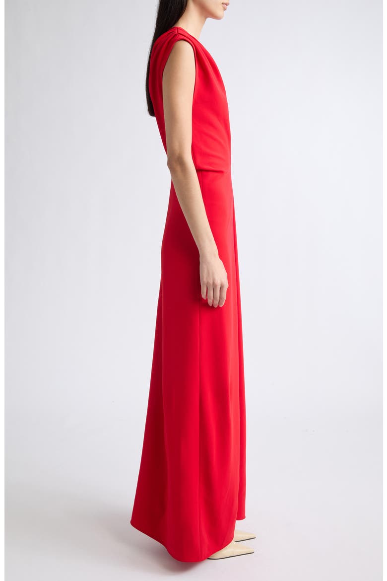 Geraldine Sleeveless Crepe V-Neck Dress, Alternate, color, RED