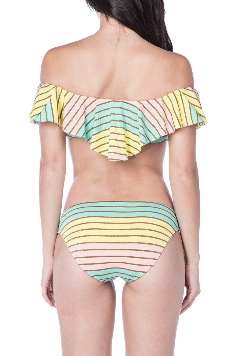 Metallic Stripe Ruffle Bikini Top, Alternate, color, MULTI-COLORED