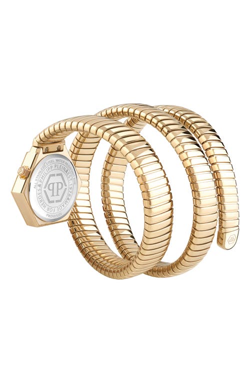 Philipp Plein Women's Snake Hexagon Gold Ion Plated Wrap Bracelet Watch 28mm In Ip Yellow Gold