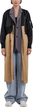 Grey Lab Trio Mixed Media Trench Coat