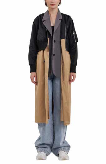 Trio Mixed Media Trench Coat