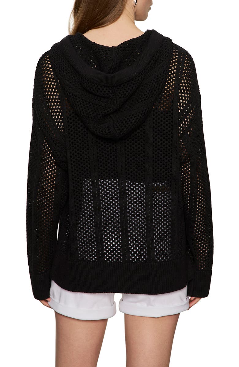 Sanctuary Beach Open Knit Hoodie, Alternate, color, Black