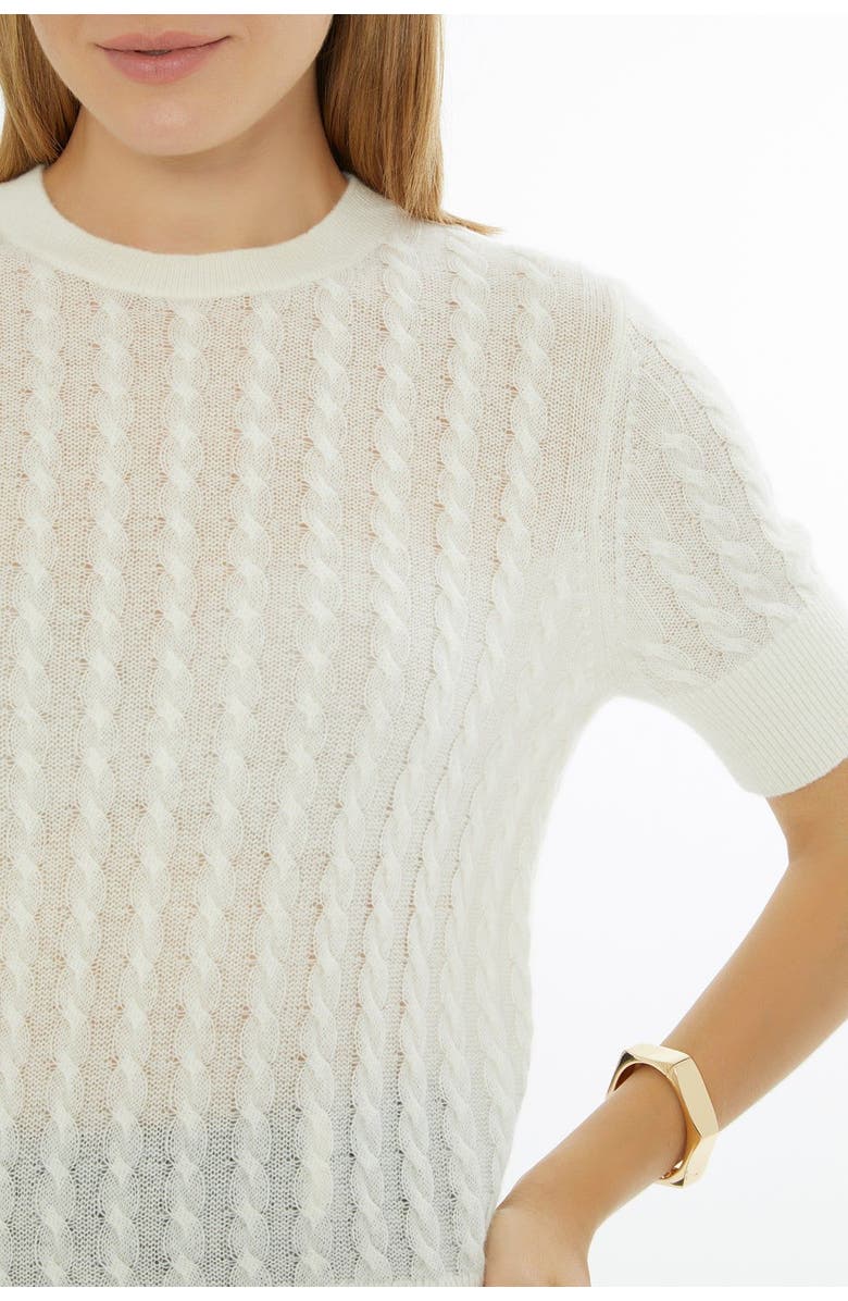 Gizia Crew Neck Short Sleeve Sweater Ecru, Alternate, color, Ecru