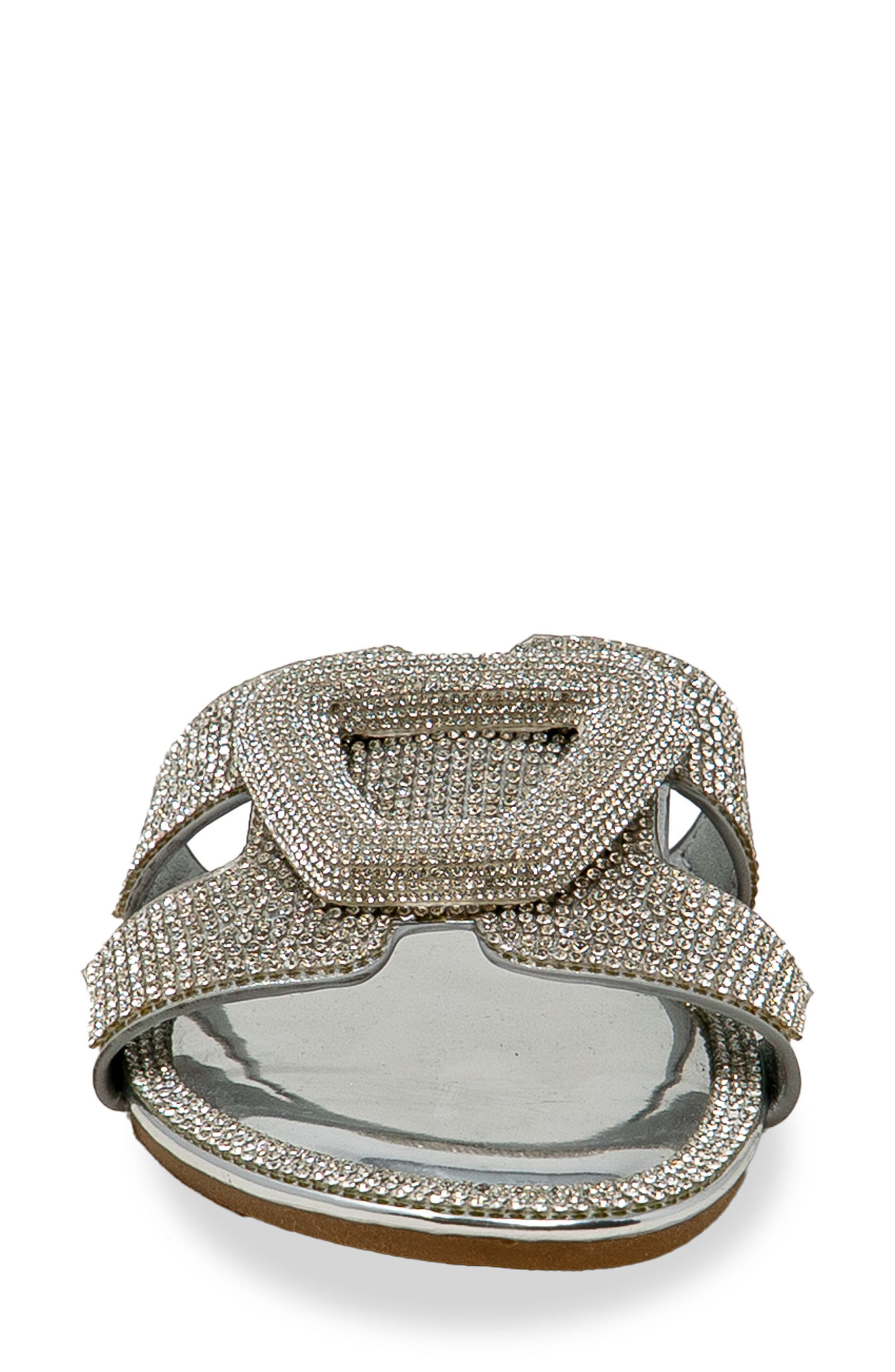Rhinestone Embellished Slide Sandal, Alternate, color, SILVER METALLIC