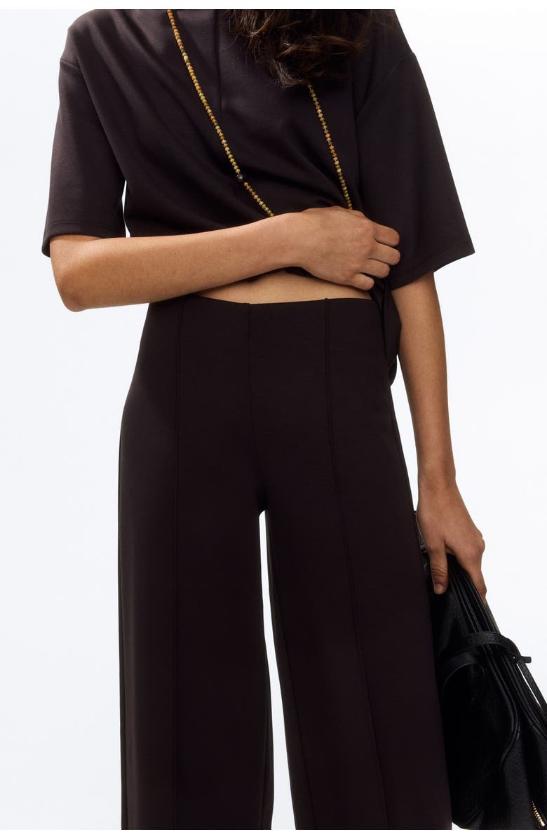 H&M Crease-front Jersey Trousers, Alternate, color, Dark Brown