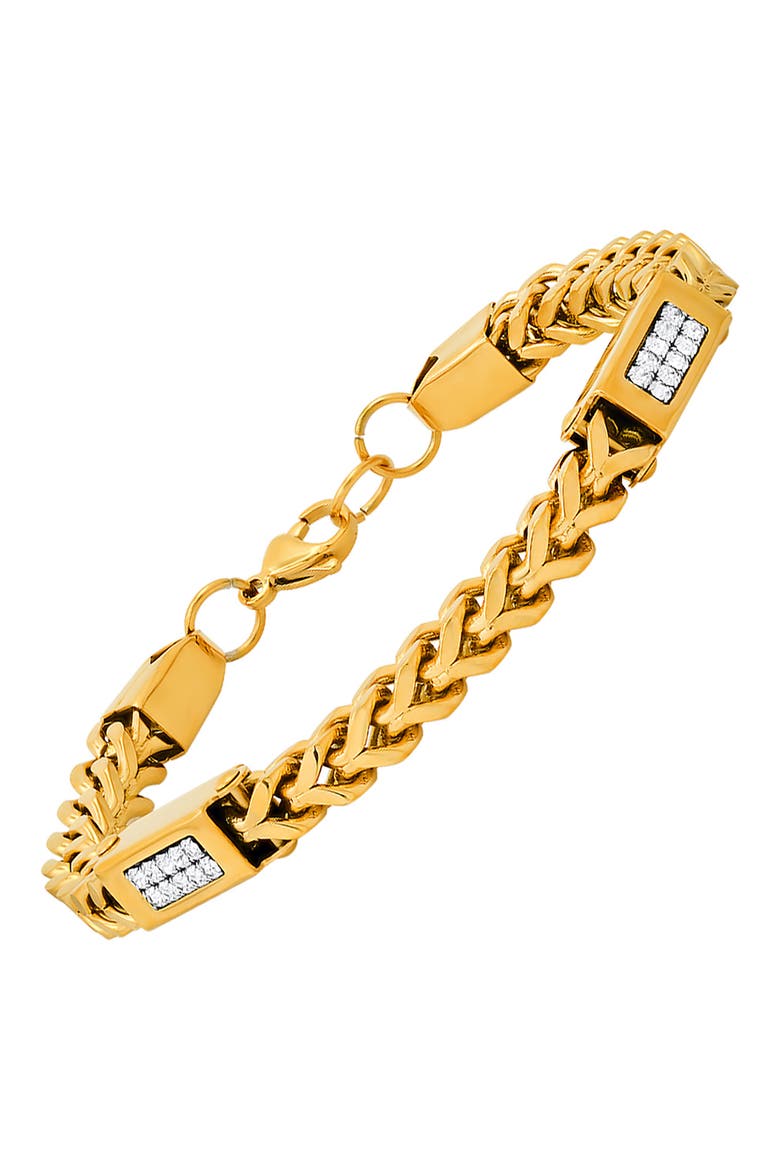 18k Gold Plated Stainless Steel Simulated Diamond Chain Bracelet, Alternate, color, YELLOW