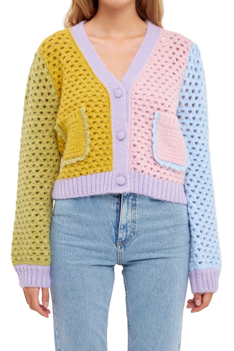 Contrast Detail Cardigan, Alternate, color, MULTI