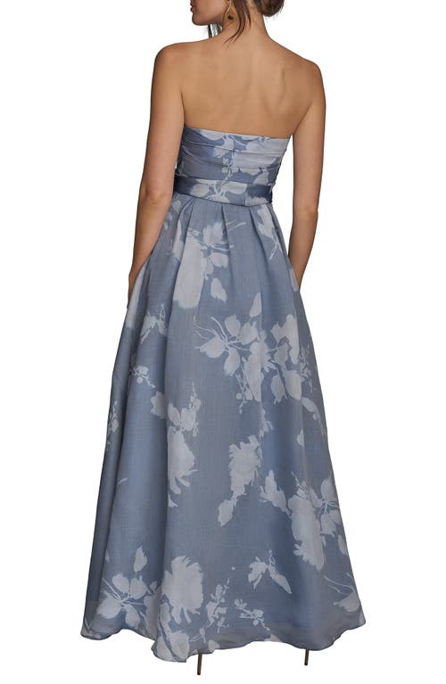 Donna Karan New York Floral Strapless Fit & Flare Gown In Blue