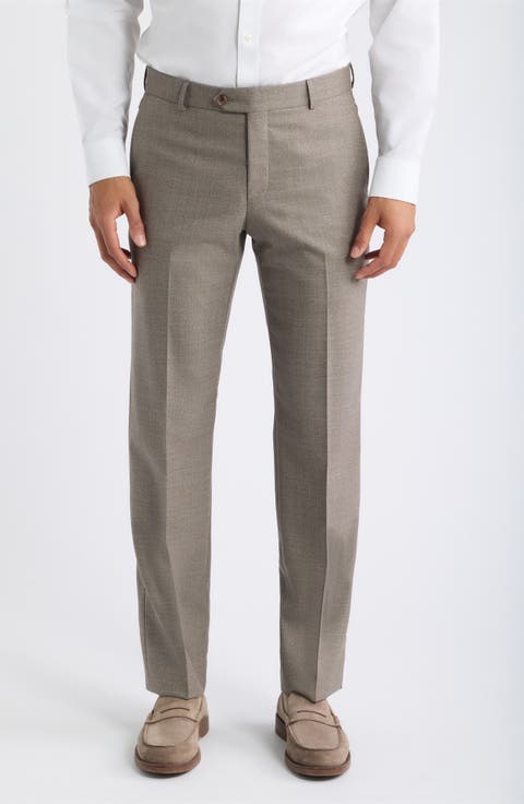 Flat Front Serge Wool Dress Pants