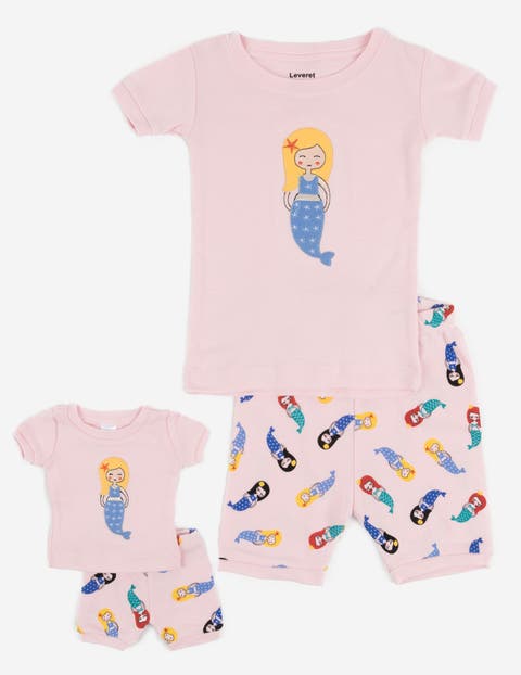 Girls Matching Doll Short Printed Cotton Pajamas (Toddler, Little Kid & Big Kid)