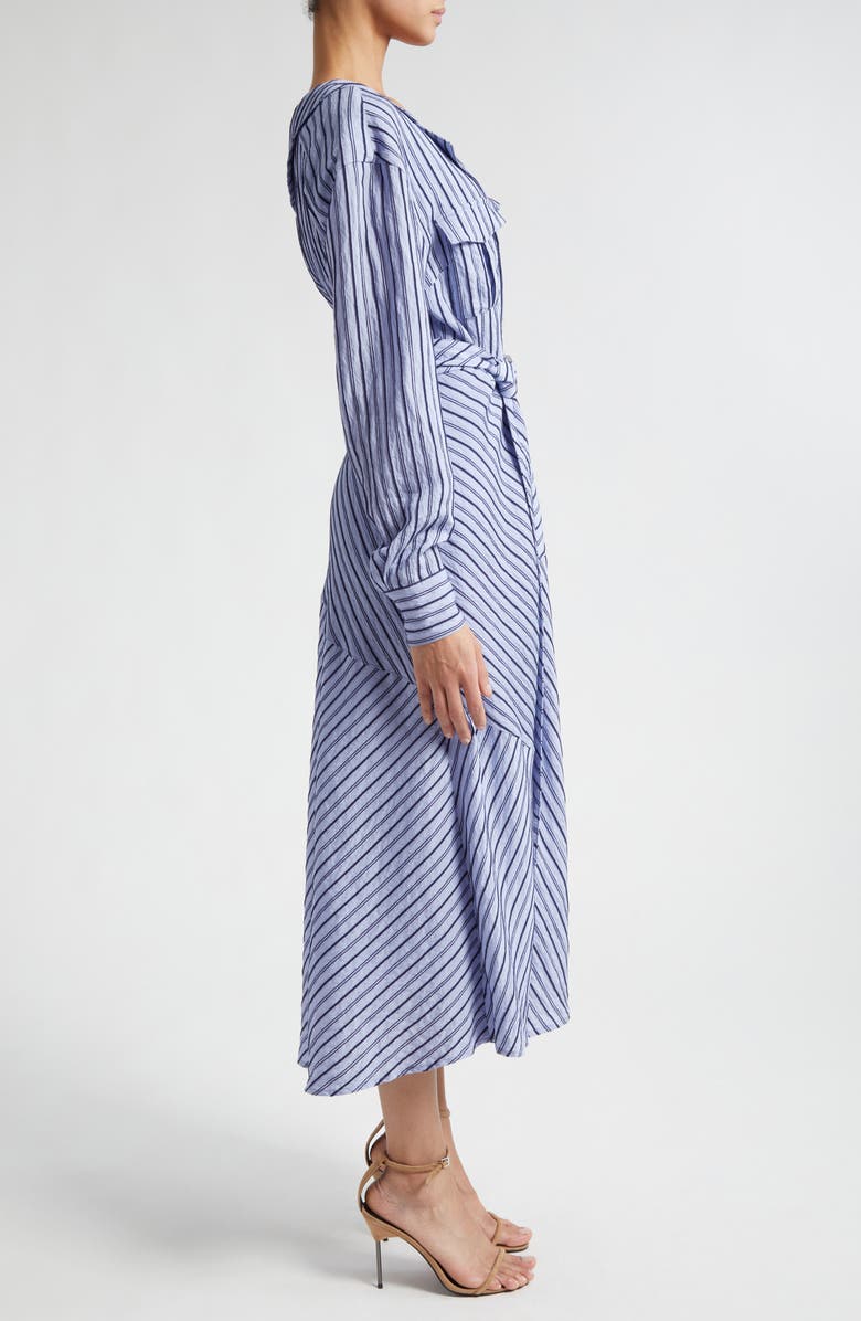 Cinq à Sept Marcella Asymmetric Stripe Long Sleeve Midi Shirtdress, Alternate, color, 