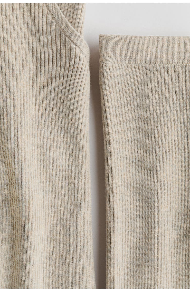 H&M 2-piece top and leggings set, Alternate, color, Beige Melange