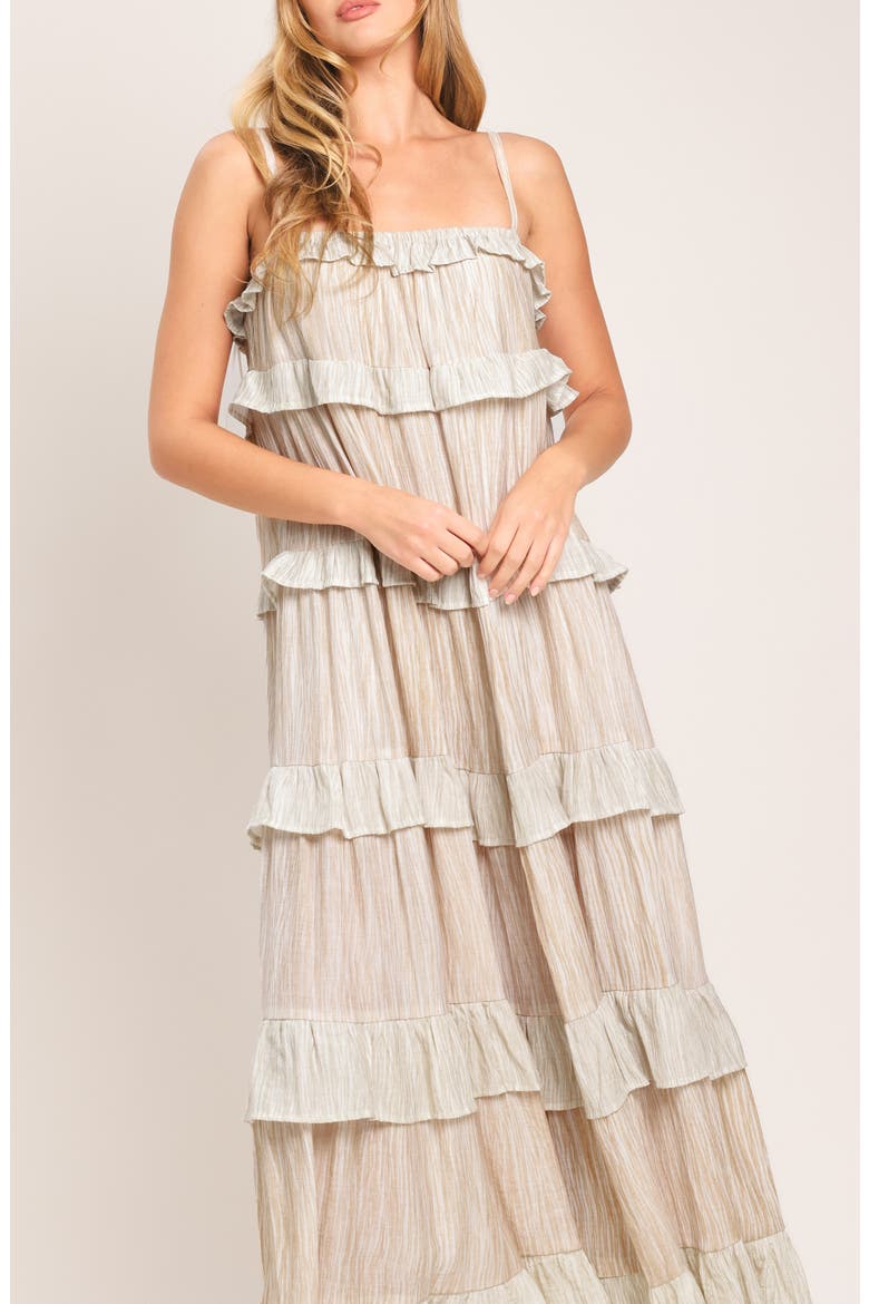 Textured Maxi Dress, Alternate, color, WHITE/ YELLOW STRIPE
