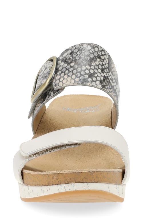 Dansko Shannon Platform Wedge Slide Sandal In Snake/ivory Leather