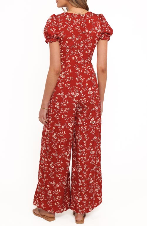 Petal And Pup Petal & Pup Herring Floral Print Wide Leg Jumpsuit In Red