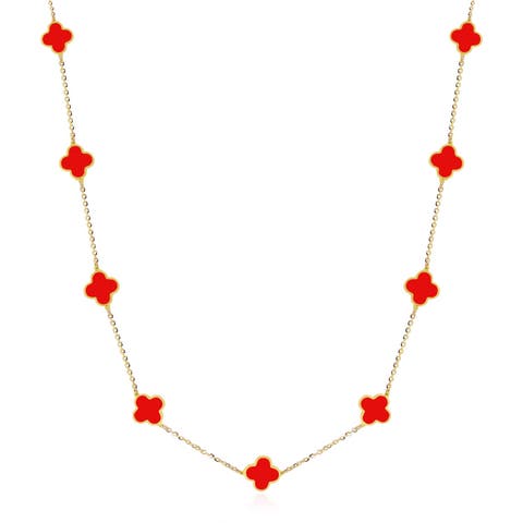 Mini Coral Clover Necklace