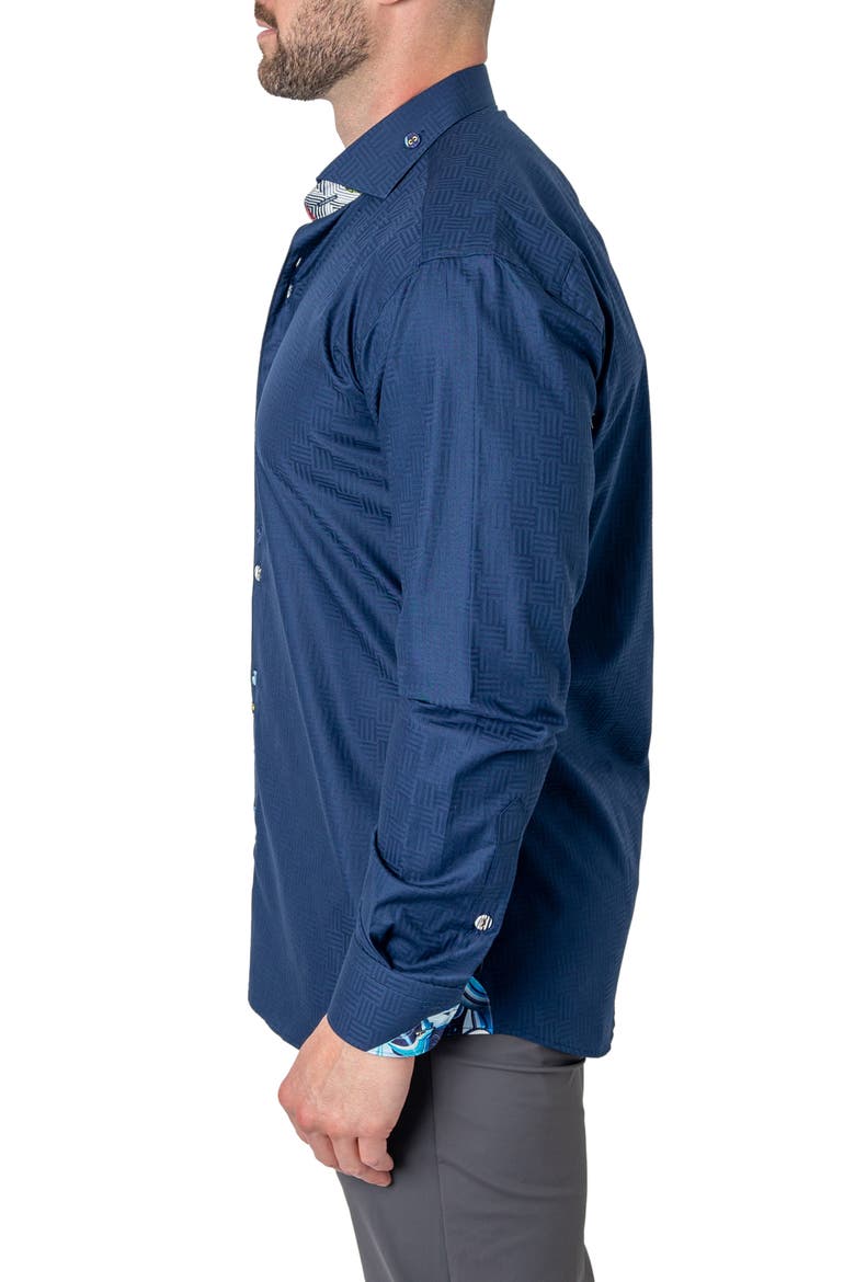 Einstein Cubic Blue Contemporary Fit Button-Up Shirt, Alternate, color, BLUE