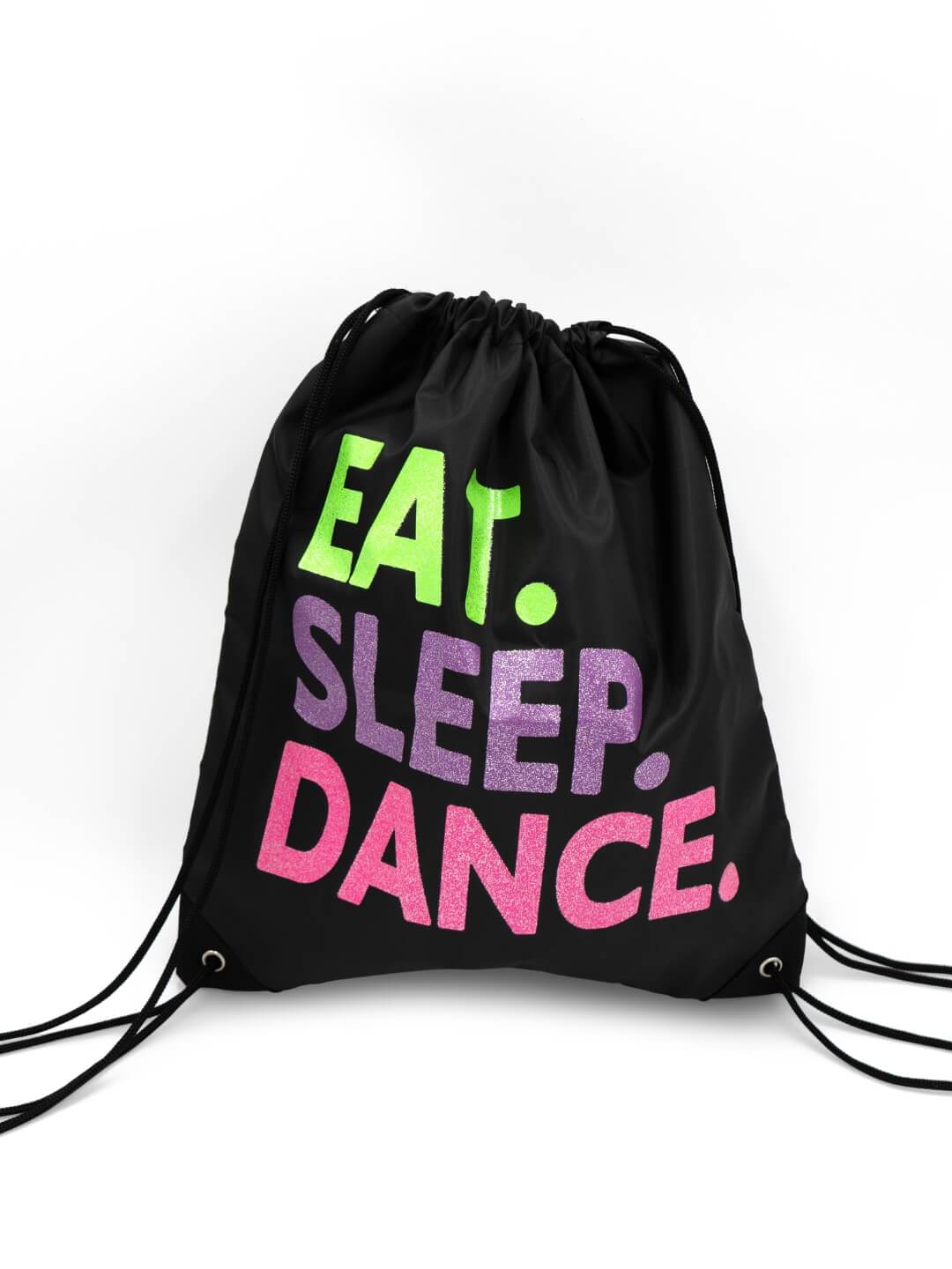 Eat. Sleep. Dance. Drawstring Bag, Main, color, black
