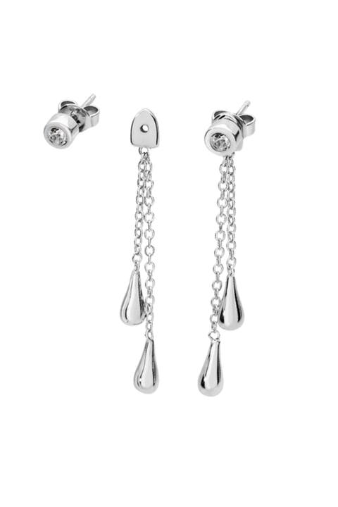 Removable Double Drop Earrings with White Topaz