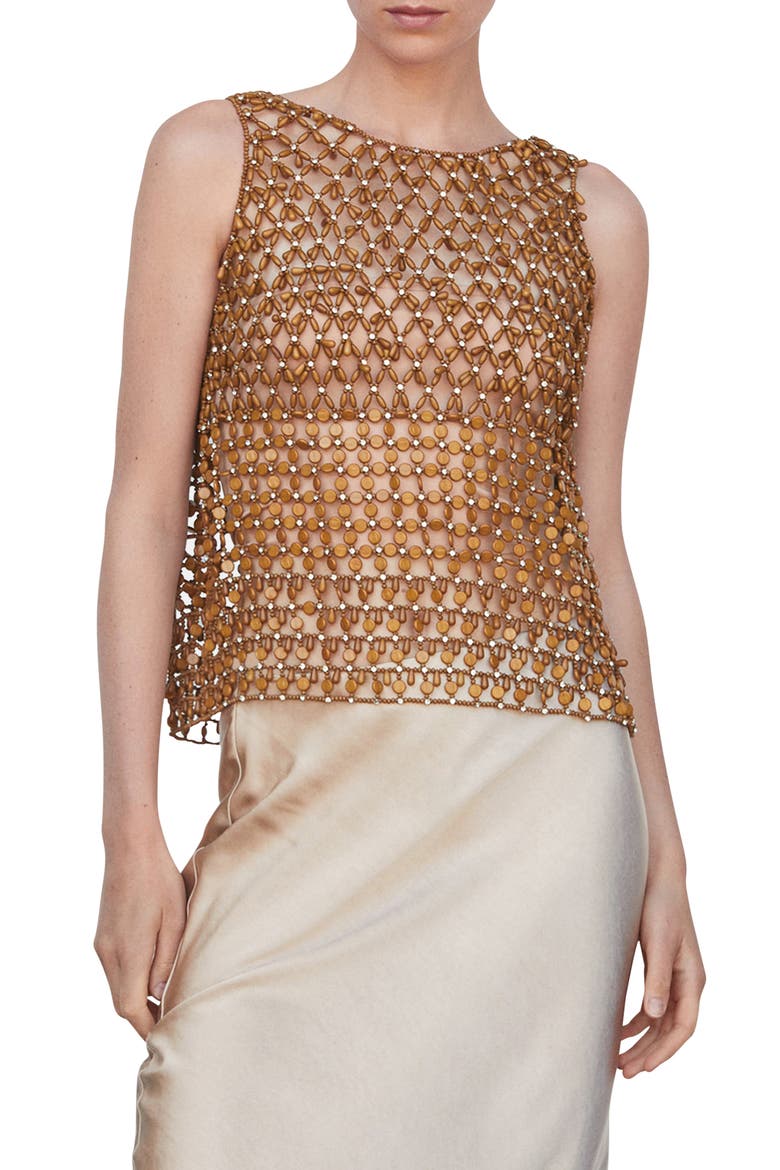 Openwork Bead & Crystal Tank, Main, color, OLIVE BROWN