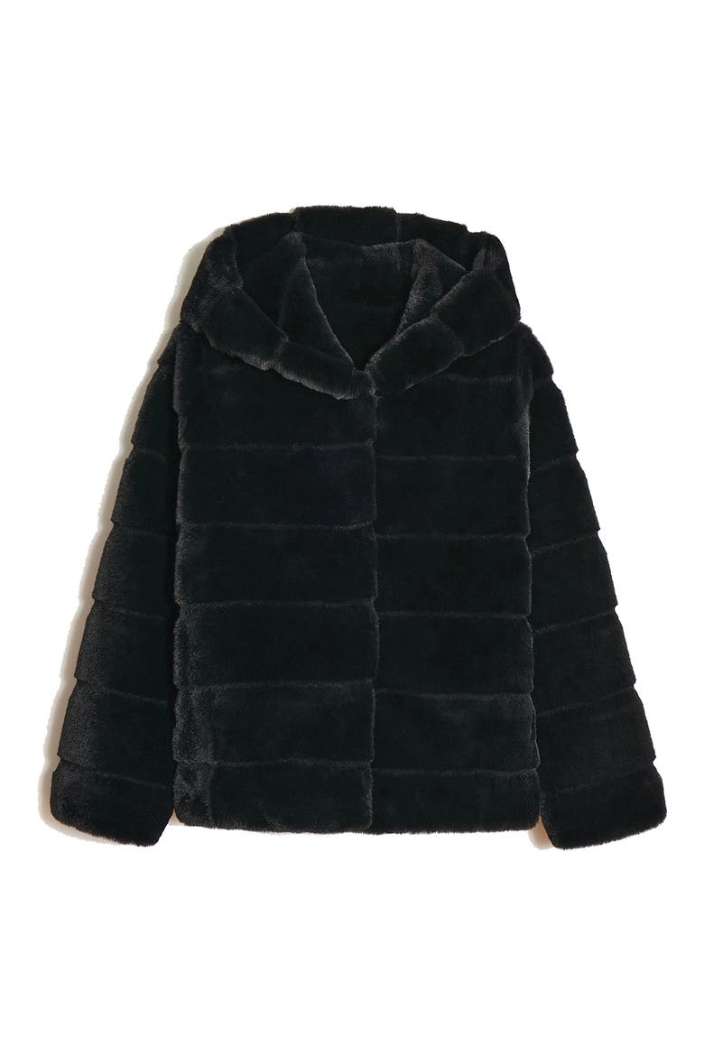 Kids' Goldy Tiered Fleece Hooded Coat, Main, color, NOIR